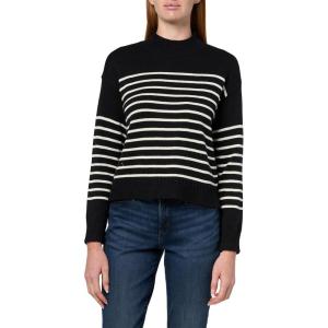 Nautica Women’s Long Sleeve Pullover Mockneck Sweater(Black/White Swan)