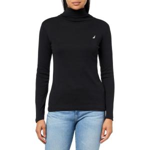 Nautica Women’s Long Sleeve Solid Turtleneck Shirt(Black)