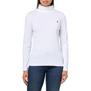 Nautica Women’s Long Sleeve Solid Turtleneck Shirt(Bright White)