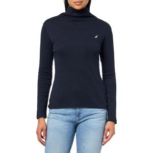 Nautica Women’s Long Sleeve Solid Turtleneck Shirt(Night Sky)
