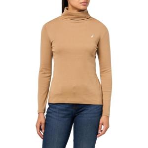 Nautica Women’s Long Sleeve Solid Turtleneck Shirt(Tigers Eye)