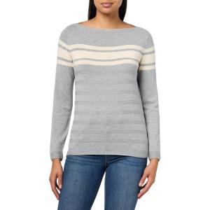 Nautica Women’s Mariner Stripe Pullover Boatneck Long Sleeve(Heather Mist Multi)
