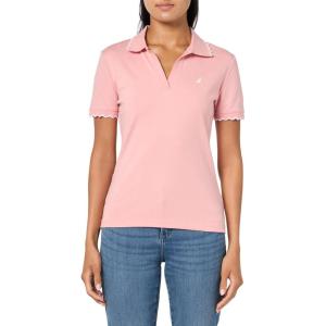 Nautica Women’s Polo Scalloped Short Sleeve Scalloped Polo(Bridal Rose)