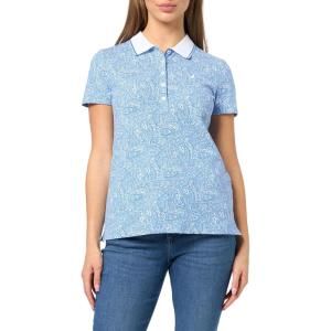 Nautica Women’s Polo Short Sleeve Button Placket Polo(Blue Haze Multi)