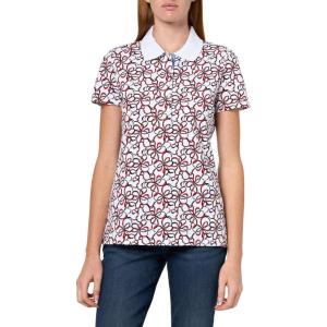 Nautica Women’s Polo Short Sleeve Button Placket Polo(Bright White Multi)