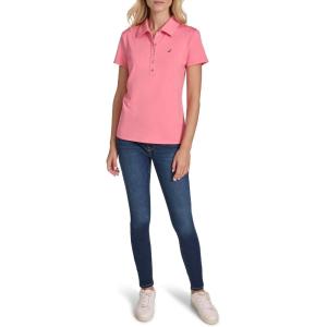 Nautica Women’s Short Sleeve Collared Cotton Interlock Soft Touch Polo(Confetti)