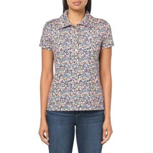 Nautica Women’s Short Sleeve Collared Cotton Interlock Soft Touch Polo(Confetti Multi)