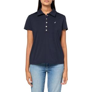 Nautica Women’s Short Sleeve Collared Cotton Interlock Soft Touch Polo(Night Sky)