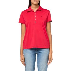 Nautica Women’s Short Sleeve Collared Cotton Interlock Soft Touch Polo(Regatta Red)