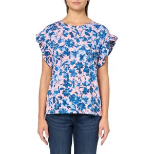 Nautica Women’s Short Sleeve Cotton Solid Top(Bridal Rose Multi)