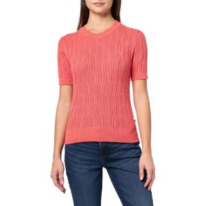 Nautica Women’s Short Sleeve Crew Neck Cable Solid Sweater(Coralie)