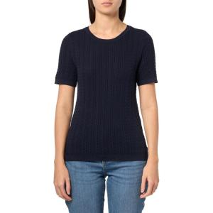 Nautica Women’s Short Sleeve Crew Neck Cable Solid Sweater(Night Sky)