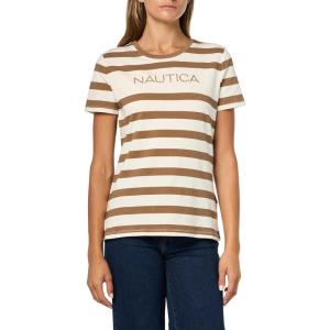 Nautica Women’s Short Sleeve Logo Graphic T-Shirt(White Swan Multi)