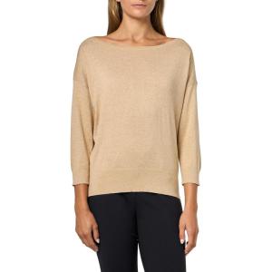 Nautica Women’s Short Sleeve Lurex V-Neck Pullover(Light Fawn/Gold)