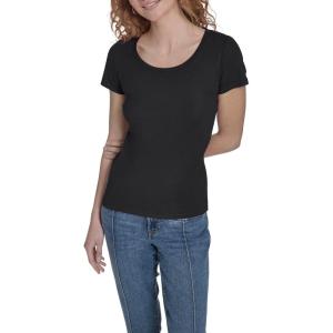 Nautica Women’s Short Sleeve Solid Cotton Scoop Neck T-Shirt(Black)