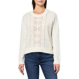 Nautica Women’s Snowflake Long Sleeve Cable Crew Sweater(Ivory)