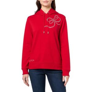 Nautica Women’s Solid Hoodie Pullover Sweatshirt(Haute Red)