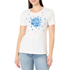 Nautica Women’s Solid Short Sleeve Crew Neckline T-Shirt(Bright White/Blue Bell)