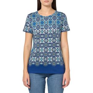 Nautica Women’s Solid Short Sleeve Crew Neckline T-Shirt(Marina Blue Multi)