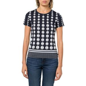 Nautica Women’s Solid Short Sleeve Crew Neckline T-Shirt(Night Sky/ Bright White)