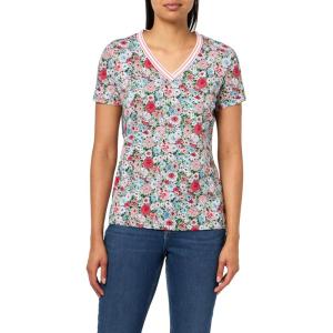 Nautica Women’s Solid V-Neck Short Sleeve T-Shirt(Bloom Multi)
