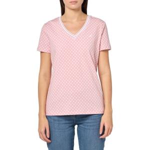 Nautica Women’s Solid V-Neck Short Sleeve T-Shirt(Bridal Rose/ Bright White)