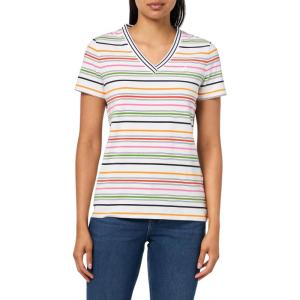 Nautica Women’s Solid V-Neck Short Sleeve T-Shirt(Bright White Multi)