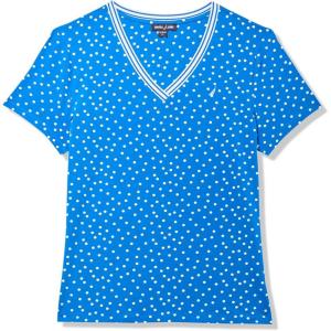 Nautica Women’s Solid V-Neck Short Sleeve T-Shirt(Cerulean/White)