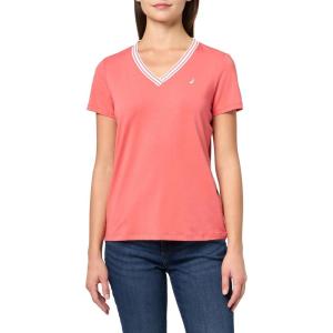 Nautica Women’s Solid V-Neck Short Sleeve T-Shirt(Coralie)