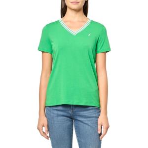 Nautica Women’s Solid V-Neck Short Sleeve T-Shirt(Fern)