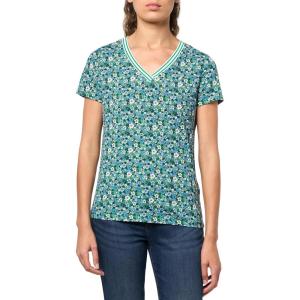 Nautica Women’s Solid V-Neck Short Sleeve T-Shirt(Fern Multi)