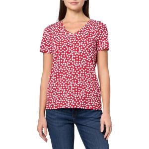 Nautica Women’s Solid V-Neck Short Sleeve T-Shirt(Haute Red Multi)