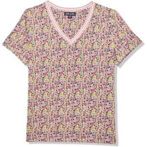Nautica Women’s Solid V-Neck Short Sleeve T-Shirt(Mango Multi)