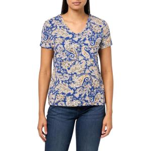 Nautica Women’s Solid V-Neck Short Sleeve T-Shirt(Marina Blue Multi)
