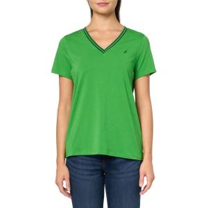 Nautica Women’s Solid V-Neck Short Sleeve T-Shirt(New Leaf)