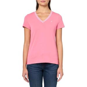 Nautica Women’s Solid V-Neck Short Sleeve T-Shirt(Peony)