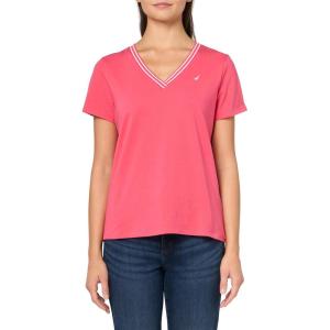 Nautica Women’s Solid V-Neck Short Sleeve T-Shirt(Rosette)