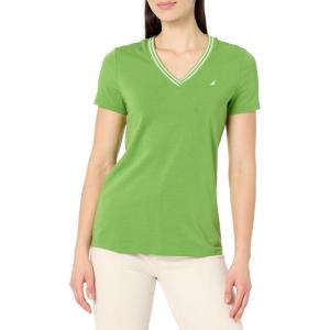 Nautica Women’s Solid V-Neck Short Sleeve T-Shirt(Salted Lime)