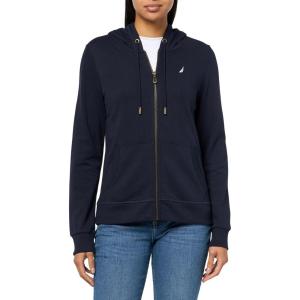 Nautica Women’s Solid Zipper Long Sleeve Hoodie Sweatshirt(Night Sky)