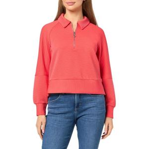 Nautica Women’s Zipper Collared Ribbed Pullover Sweatshirt(Coralie)