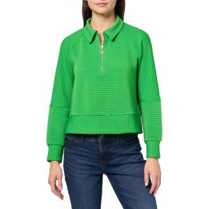 Nautica Women’s Zipper Collared Ribbed Pullover Sweatshirt(New Leaf)