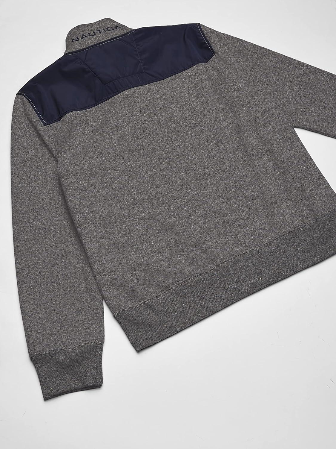 imageNAUTICA mens Solid 14 Zip Fleece SweatshirtCharcoal Heather