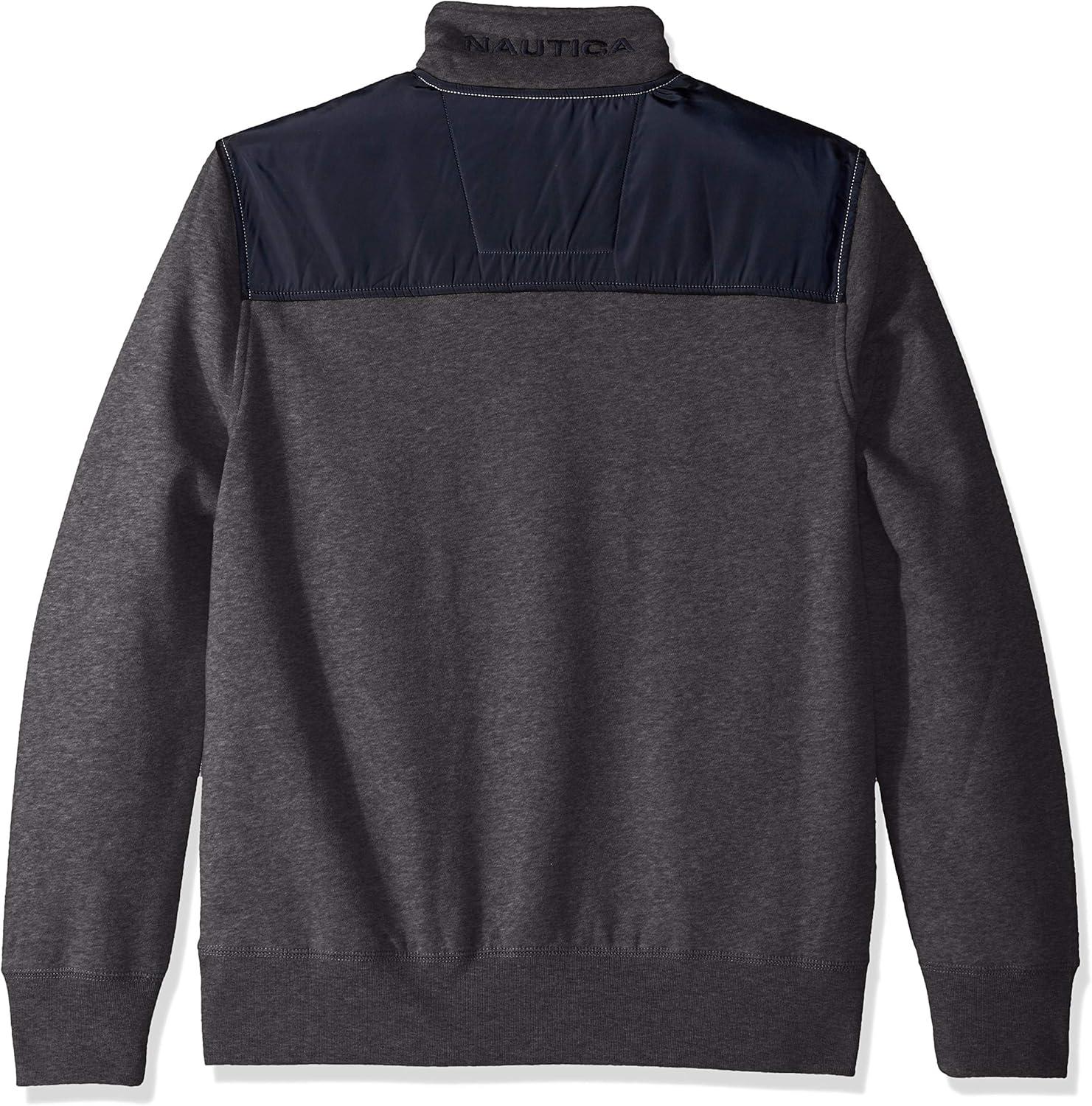 imageNAUTICA mens Solid 14 Zip Fleece SweatshirtCharcoal Heather