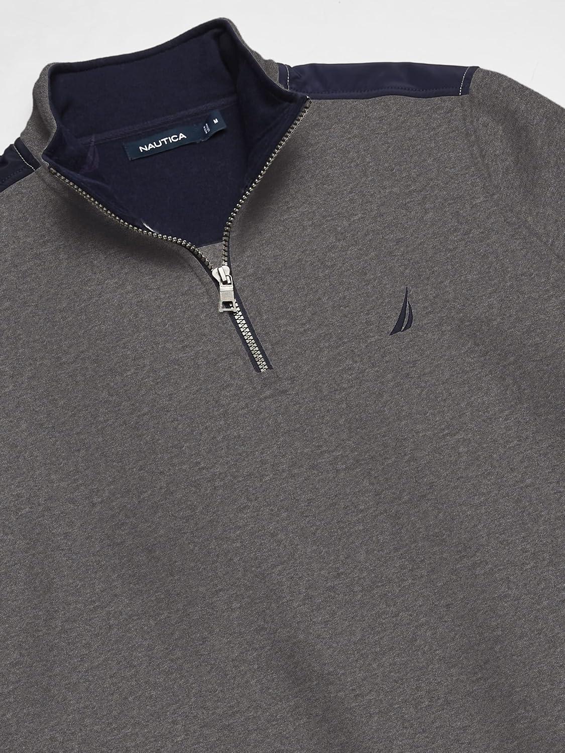 imageNAUTICA mens Solid 14 Zip Fleece SweatshirtCharcoal Heather