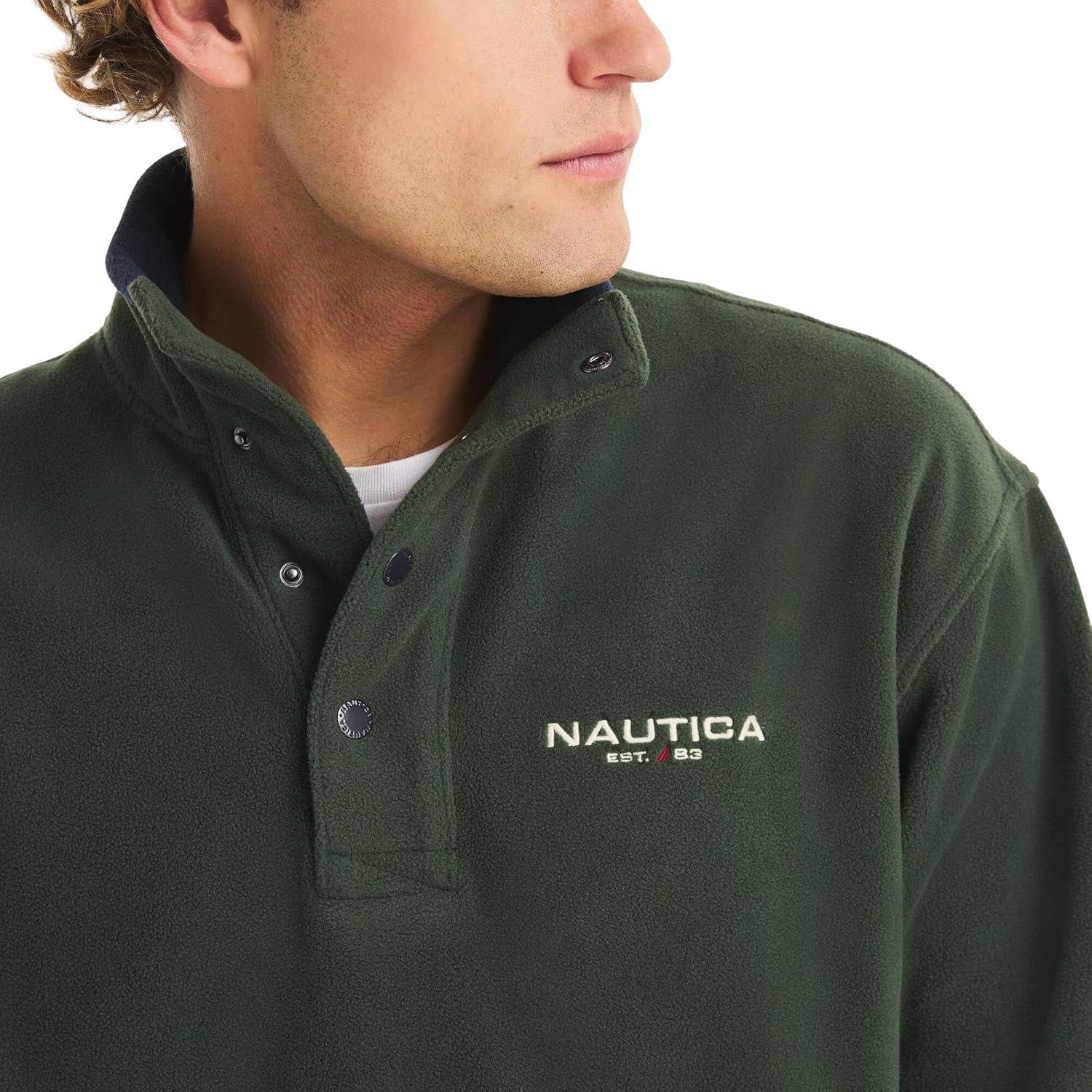 imageNAUTICA mens Solid 14 Zip Fleece SweatshirtDeep Forest
