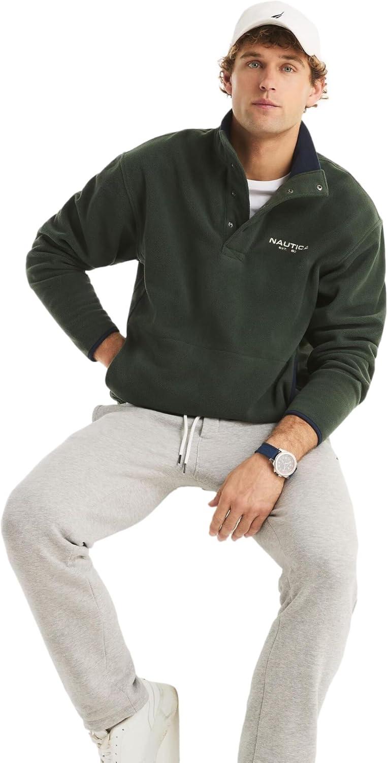 imageNAUTICA mens Solid 14 Zip Fleece SweatshirtDeep Forest