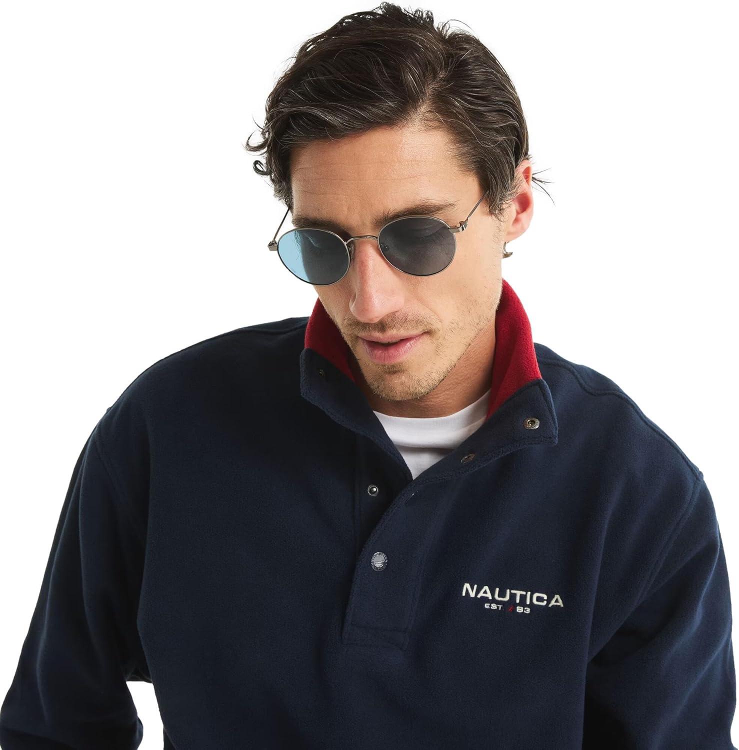 imageNAUTICA mens Solid 14 Zip Fleece SweatshirtThe French Navy