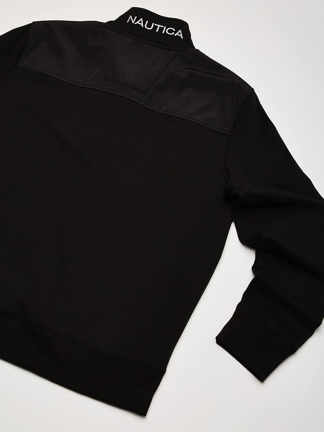 imageNAUTICA mens Solid 14 Zip Fleece SweatshirtTrue Black