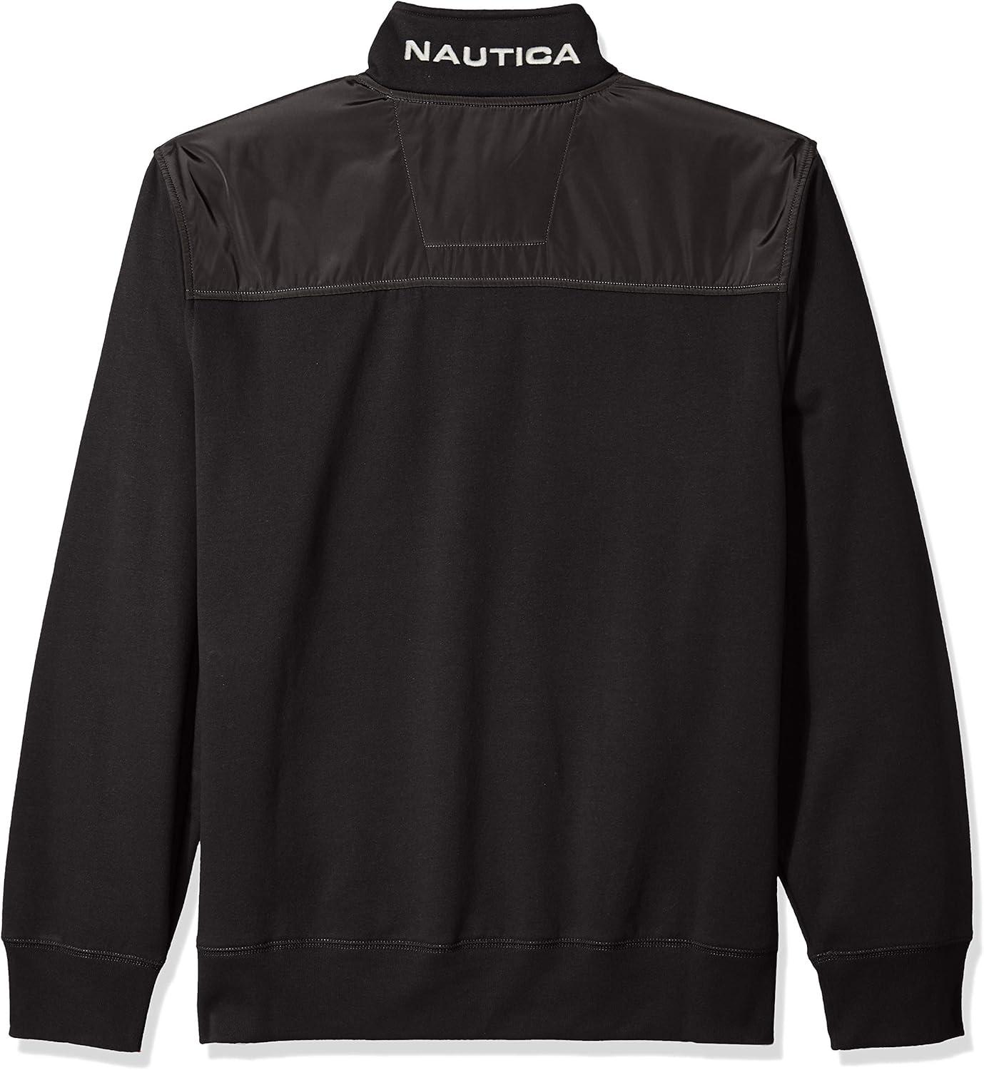 imageNAUTICA mens Solid 14 Zip Fleece SweatshirtTrue Black