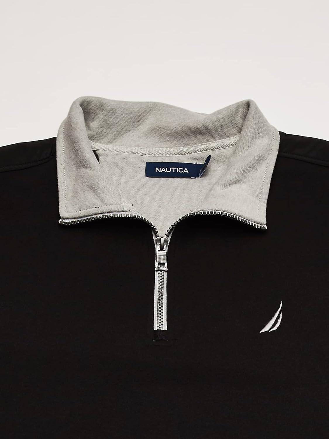 imageNAUTICA mens Solid 14 Zip Fleece SweatshirtTrue Black